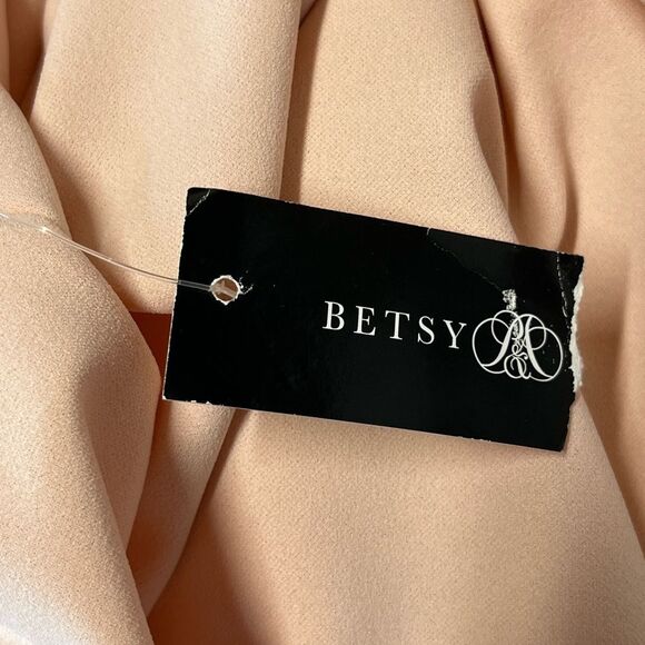 NWT Betsy & Adam | Pink Blush Cape Sleeve Crepe V back Sheath Dress 6 - Picture 6 of 7